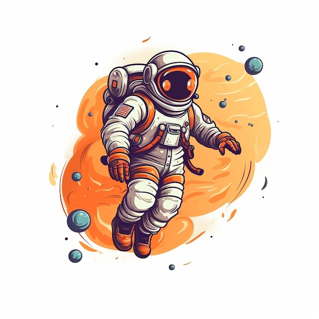 Astronaut exploring the cosmos in an orangehued space backdrop