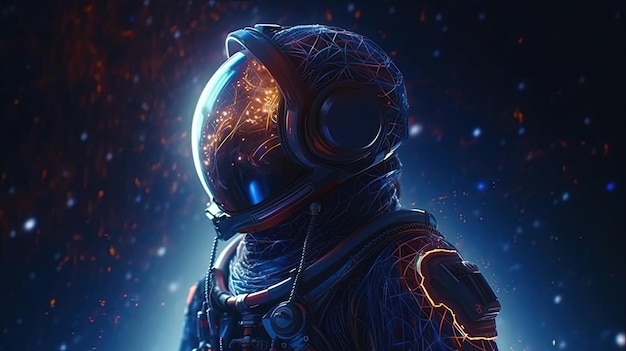 Astronaut float in space digital art illustration Generative AI