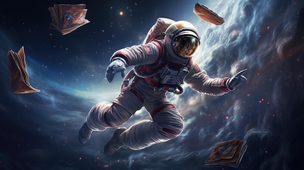 Astronaut floating in outerspace