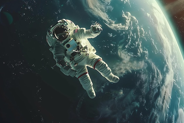 an astronaut floating in space