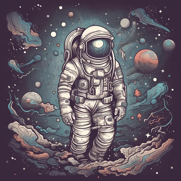 astronaut floating in the vast void of space