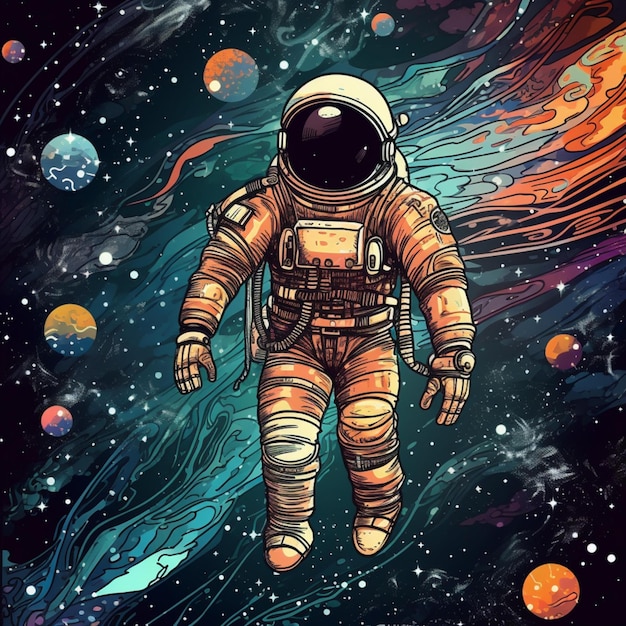 astronaut floating in the vast void of space