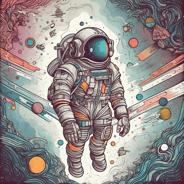 astronaut floating in the vast void of space