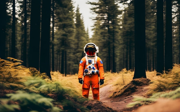 Astronaut in a forest