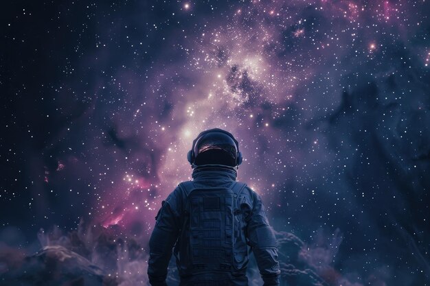 Photo astronaut in the galaxy with milky way in the background