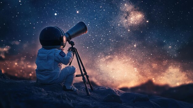 Photo astronaut gazing at the milky way