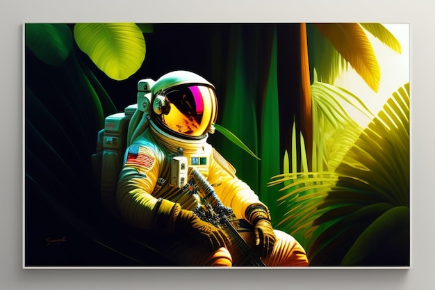 Astronaut in jungle