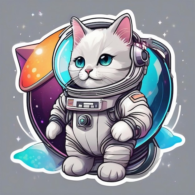 astronaut kitten sticker with AI