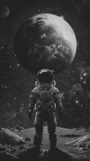 An Astronaut Looking at Earth from Far Away Chaos