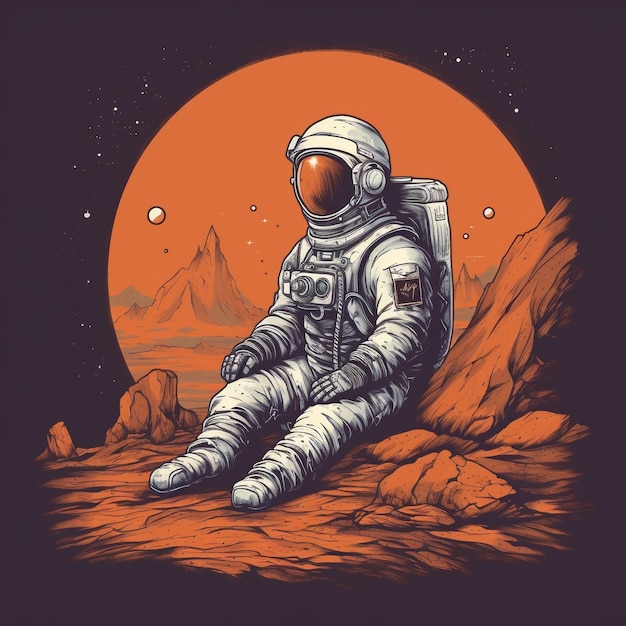 an astronaut meditating on mars thinking about getting dream