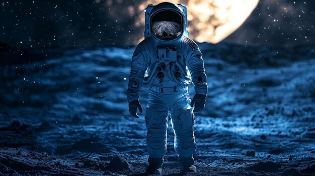 astronaut on the moon by person