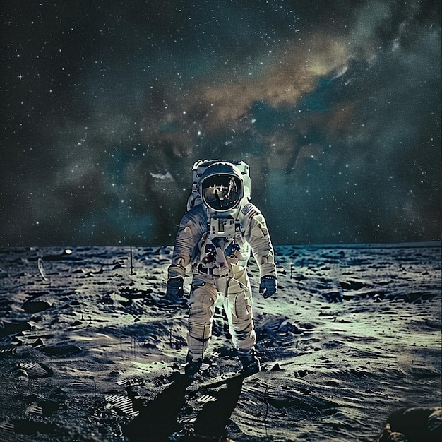 an astronaut on the moon with a space suit on