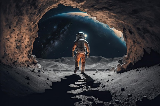 An astronaut on the moon