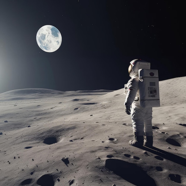 Photo an astronaut on the moon