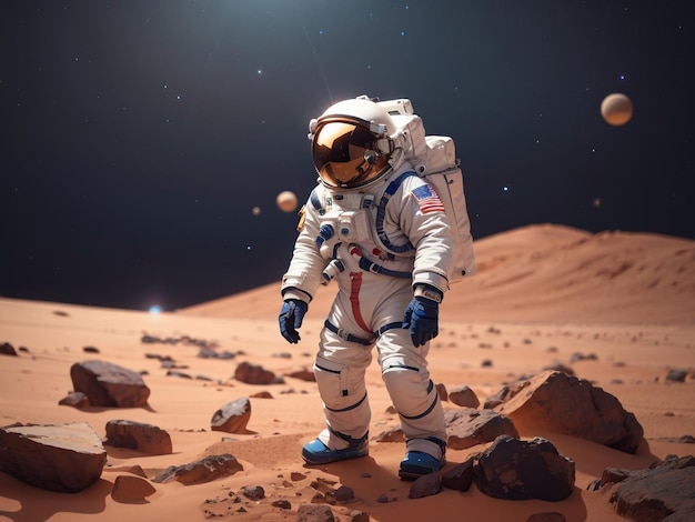 Astronaut in Outer Space 3D Rendering