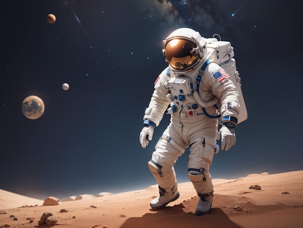 Astronaut in Outer Space 3D Rendering