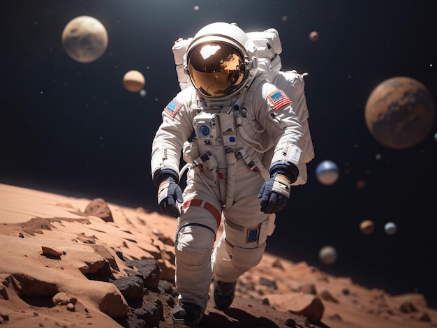 Astronaut in Outer Space 3D Rendering