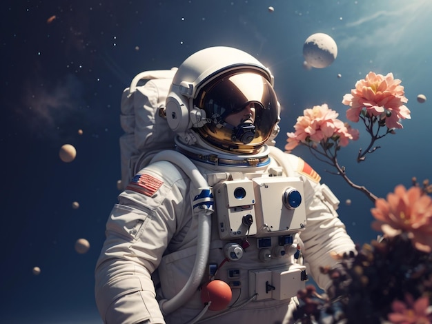 Astronaut in Outer Space 3D Rendering