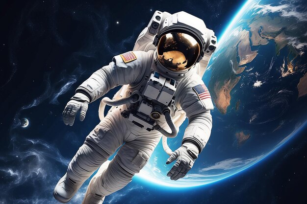 Astronaut in the outer space over the planet Earth Abstract wallpaper Generative Ai