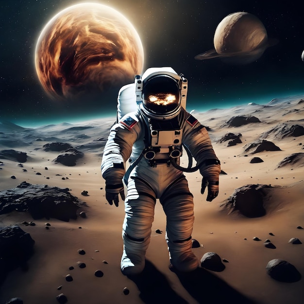 Astronaut in outer space Science fiction 3D rendering ai generative