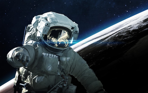 Astronaut in outer space. Spacewalk. 