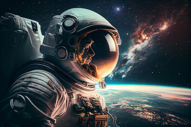 Astronaut in the outer space with the earth in the backgroundgenerative ai