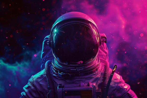 Astronaut retro neon Generate Ai