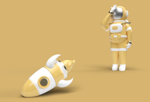 Astronaut Rocket is Falling Down Disappointment Gesture's Pen Tool Created Clipping Path Included in JPEG Easy to Composite.