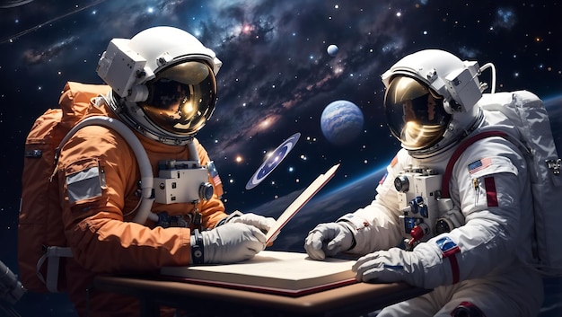 An Astronaut's Diary Entry Amidst Cosmic DustFilled Space Reflecting on Beauty and Mystique