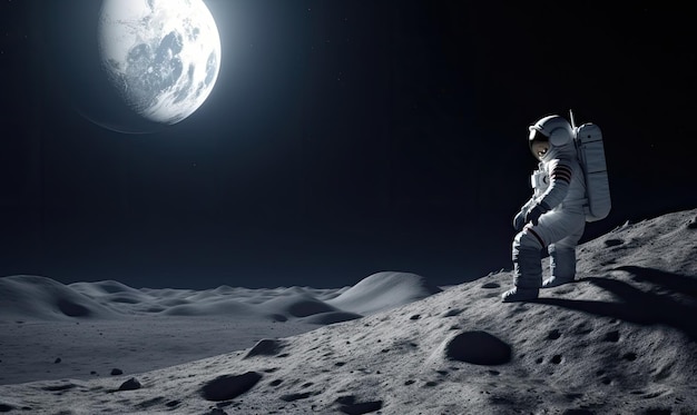 Astronaut's isolation on the moon feels lonely Creating using generative AI tools