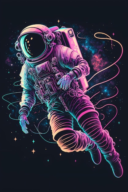 Astronaut in the space background colorful space