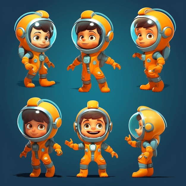 Astronaut space exploration cartoon boy illustration