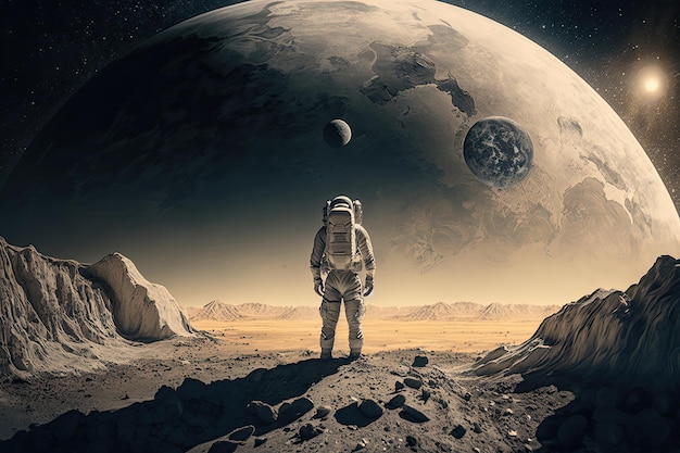 Astronaut in the space Illustration AI GenerativexA