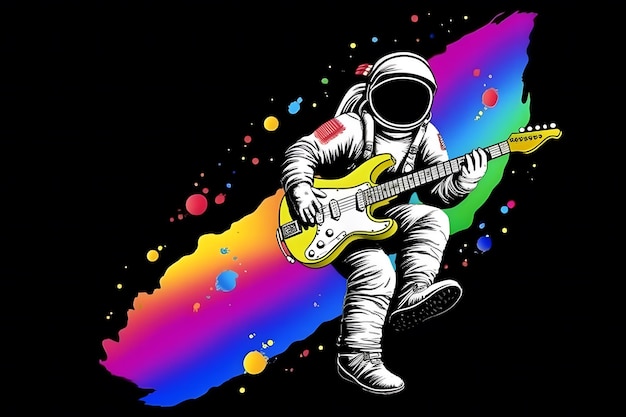 Astronaut space rock guitar neural network ai generated