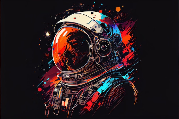 Astronaut in space suit Beautiful colorful illustration Vector style Generative AI