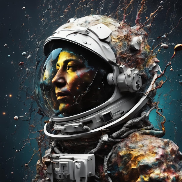 astronaut in space suit and helmet with space theme in universe mixed mediaastronaut in space suit