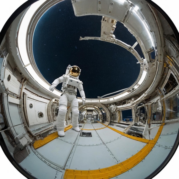 Photo an astronaut in a space suit is walking on a ramp