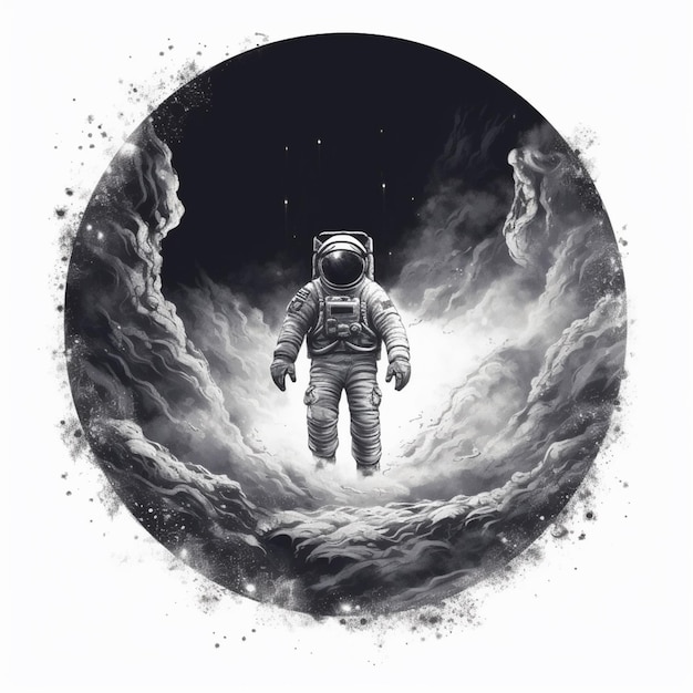 An astronaut in a space suit walking through a hole generative ai