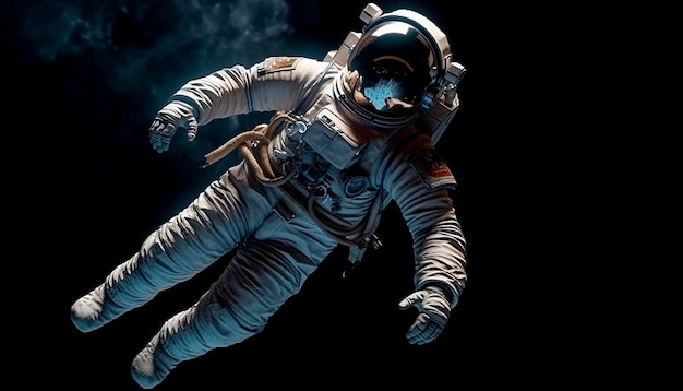 Astronaut in space with a black background