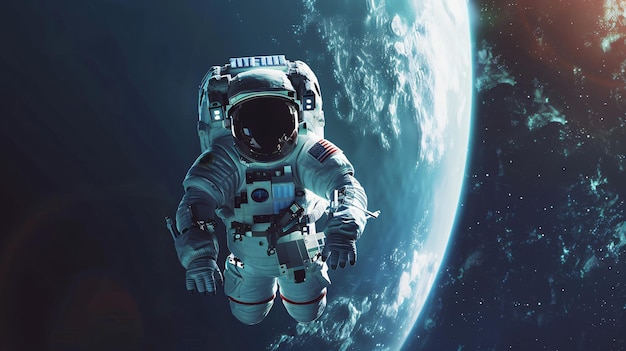 an astronaut in space with the earth in the background