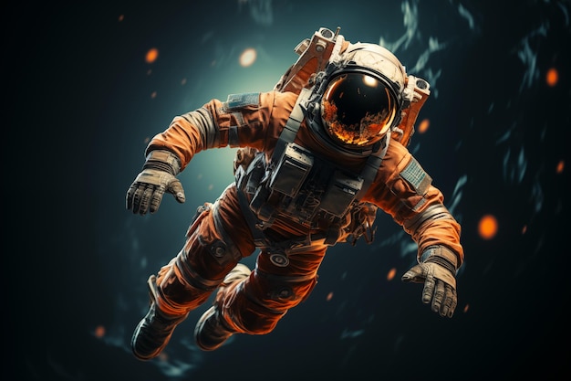 Astronaut in a spacesuit in outer space exploring space AI generative