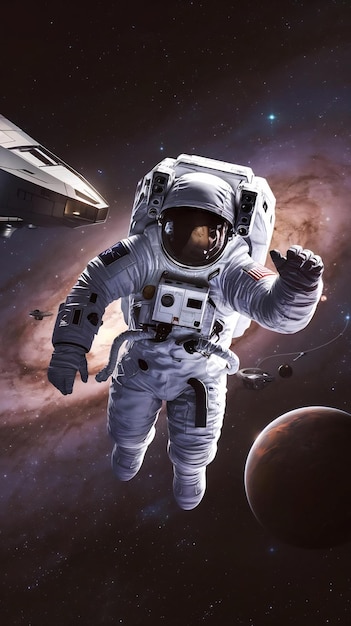 Astronaut in spacesuit at space cosmos cosmic art science fiction wallpaper