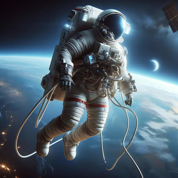 Astronaut at spacewalk Beauty of deep space Generative Ai