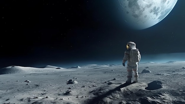 An astronaut standing on the moon looking at the moon generative ai