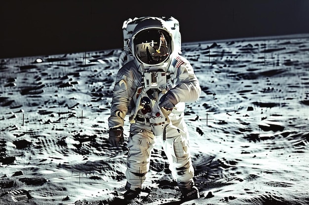 an astronaut standing on the surface of the moon