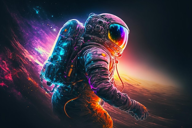 An Astronaut surfing the nebula