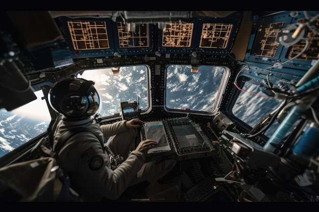 Astronaut on tour of space station showing off the view and highlighting scientific experiments