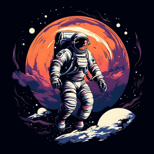 astronaut vector illustration for t shirt design stocker logo banner