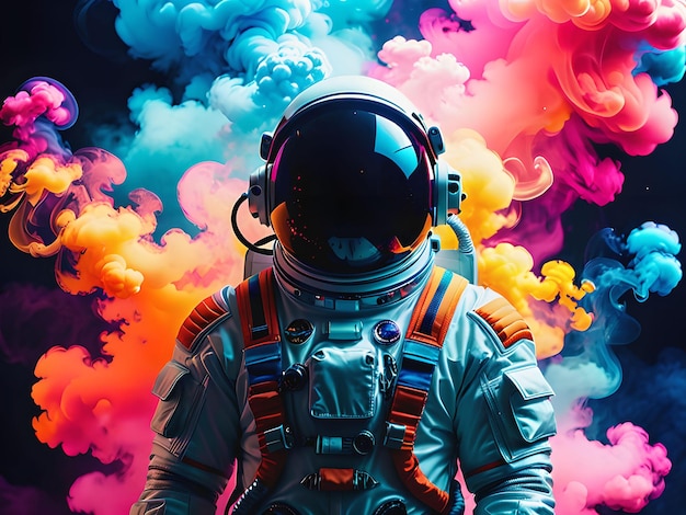 Astronaut in Vibrant Space Suit A Surreal Universe