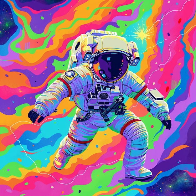 Photo astronaut in vivid colors bright and vibrant space suit design